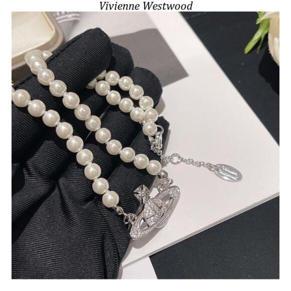 BRAND NEW Vivienne westwood Silver Orb Pearl Choker Necklace - Picture 1 of 5